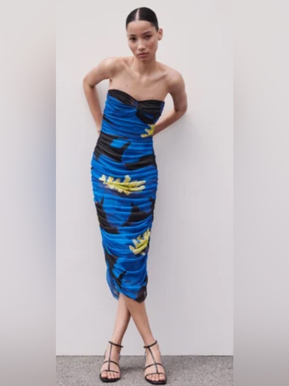 Zara | Strapless Floral Midi Dress